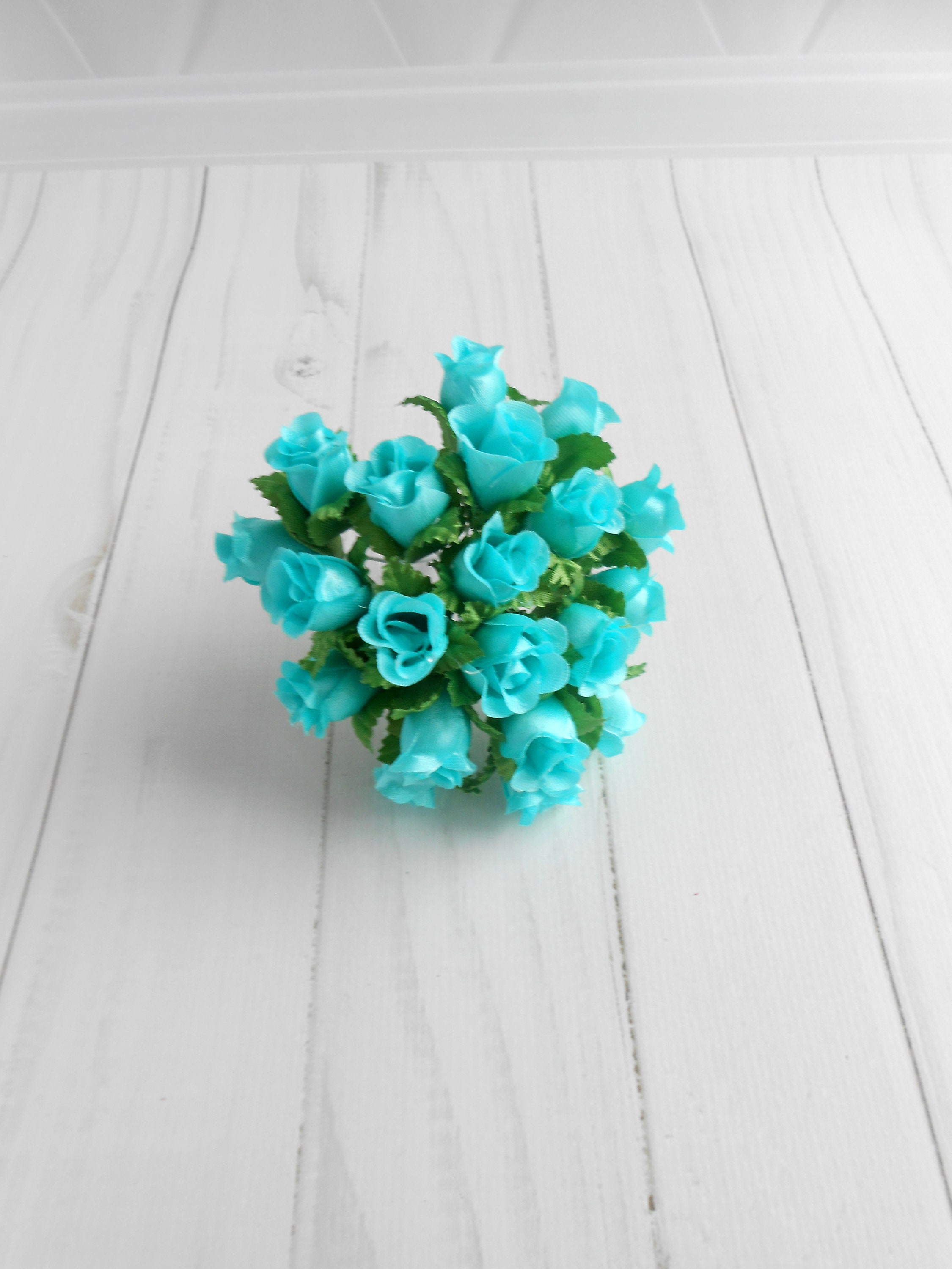 Turquoise Faux Roses for DIY Headbands Artificial Flowers for Etsy