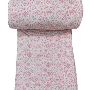 Indian Floral Block Print Cotton Quilt - Reversible Bedspread
