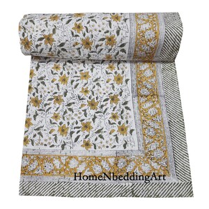 New Indian Hand made Kantha hand block print kantha throw Indian Blanket KIng queen Bedspread Kantha Bed Cover Bohemian kantha cotton kantha