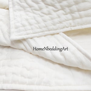 Nova colcha branca sólida Kantha Quilt Home Decor Quilt Colcha Colcha feita à mão Colcha Kantha de algodão branco natural