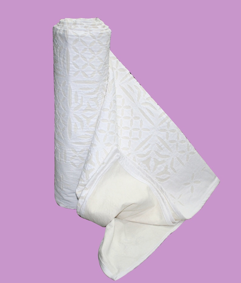 Handmade Cotton Cutwork King Size Bedspread Bedding Vintage Kantha