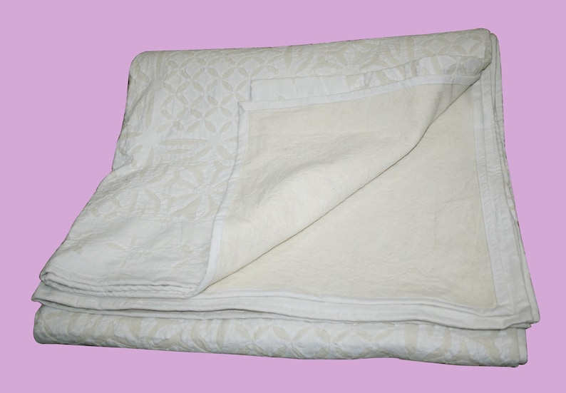 Handmade Cotton Cutwork King Size Bedspread Bedding Vintage Kantha