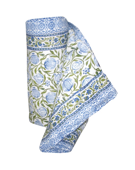 Hand Block Printed Floral Design Kantha Quilt Indian Cotton Kantha Bedspread Handmade Kantha Coverlet King Size Kantha Throw Blanket 172
