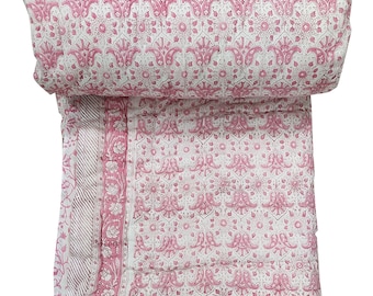 Handblock Print Cotton Quilt: Lightweight Indian Bedspread