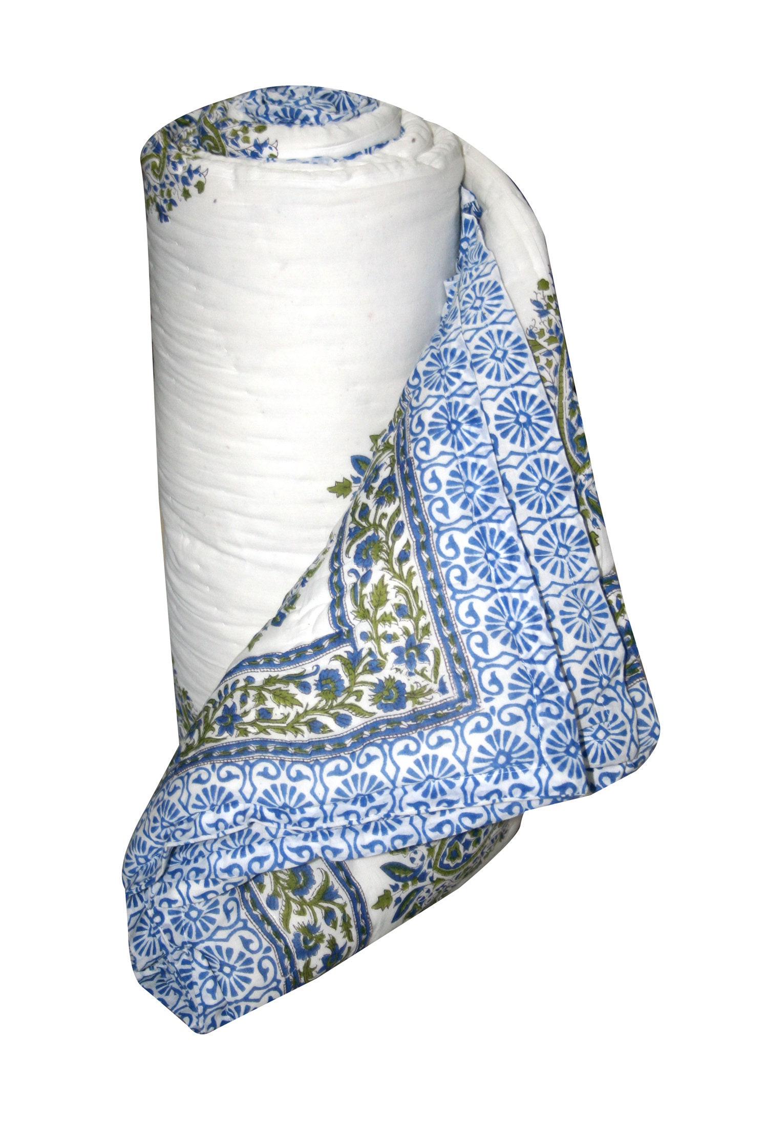 Hand Block Print Quilt Jaipur Razai Printed Reversible Kantha Quilt