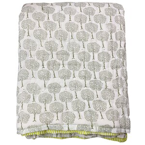 Hand Block Printed Cotton Quilt: Reversible Indian Bedspread