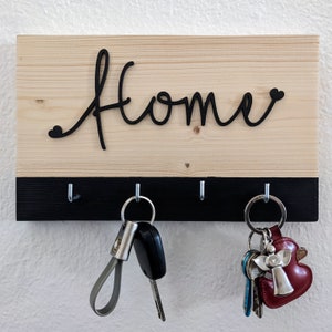 "Home" wooden key hanger - "Home" wall key holder