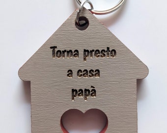 Porte-clés coeur-maison avec gravure - Fête des Pères - Fête des Mères