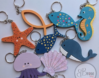 Hand Painted Sea Animal Keychains - Summer Keychains