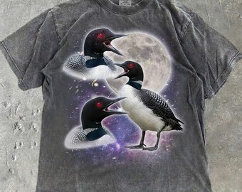 Three Common Loon Moon Retro Comfort Colors Shirt Stupid Canadian Wolf Bird, Wild Free, Funny Ice Hockey Fan Jersey Gifts For Boys Men Women