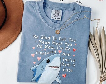Shark Love Shirt Cute Valentines Day Gifts For Girlfriend, Boyfriend Her Romance Love Shark Lover Comfort Colors T-Shirt