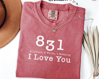 831 I Love You Shirt Cute Couples Valentines Day Gifts For Girlfriend, Boyfriend Her Romance Love Humor Comfort Colors T-Shirt