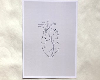 Human heart illustration print - wedding present, science