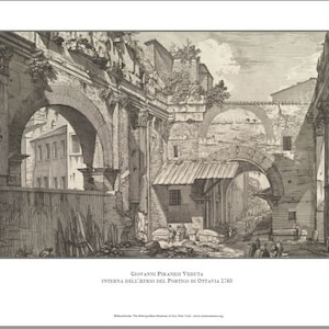 After Giovanni Veduta: Facsimile of a lithograph etching &quot;Portico Ottavia&quot; 21 x 30 cm