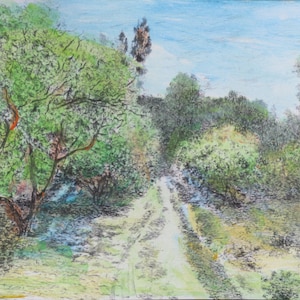 After Claude Monet: Facsimile of a lithograph &quot;Paysage&quot; hand-colored 21 x 30 cm