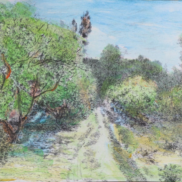 Nach Claude Monet: Faksimile einer Lithografie "Paysage" handcoloriert 21 x 30 cm