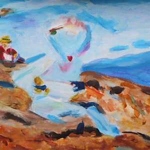 Oryginalny obraz według Joaquina Sorolli: „Snapshot Biarritz” 20 x 30 cm – gwasz na tekturze