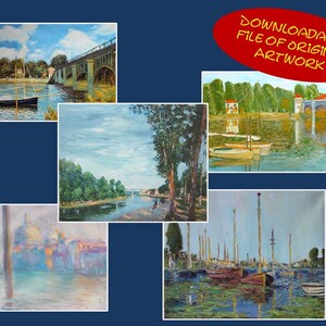 Digital art for immediate download - files of Works inspired by Claude Monet in 300 dpi for cards, posters, fabric, acrylic and more.