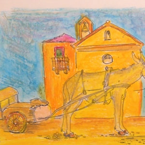Originele litho Alfred Reisinger - ezelskar - formaat 28 x 30 cm