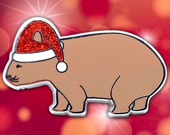 Wombat Santa Christmas Pin