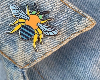 Blau Gebänderte Biene Pin