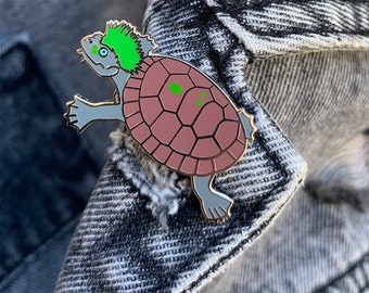 Punk Rock Turtle Pin
