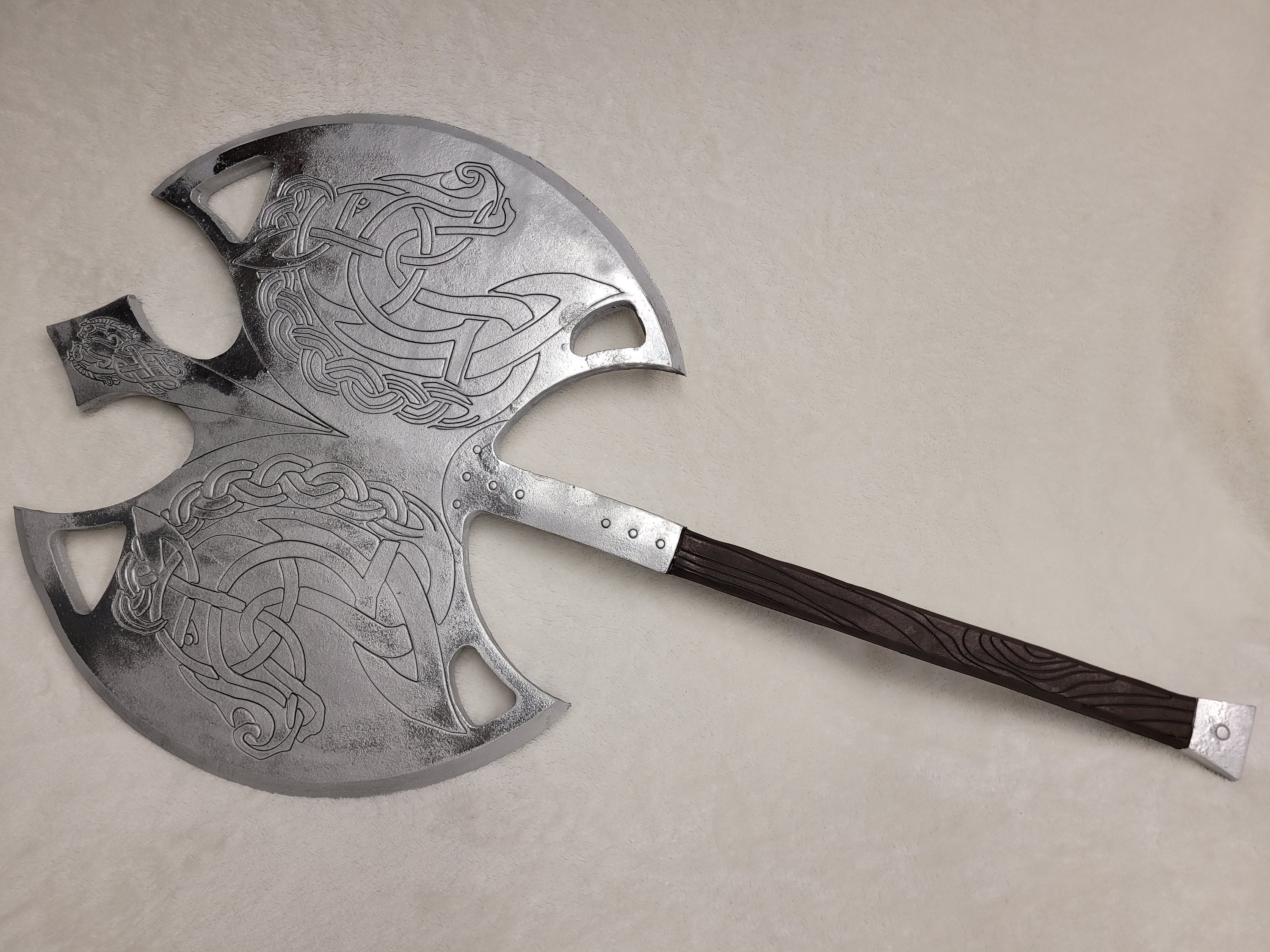 Great Axe, Dwarven Battleaxe, Fantasy Ax, 39 Long Toy, Foam Ax, Bearded Axe,  Dwarvish Battle Axe With Horses Engraved - Etsy