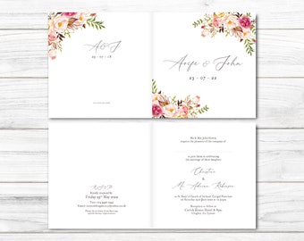 Folded Invitation, Floral, Square Invitation