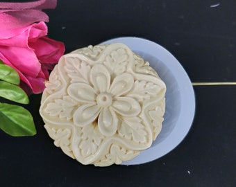 Stampo per sapone in silicone rotondo a forma di fiore, stampo per sapone a forma di fiore, stampi per fiori, intaglio del sapone artistico n. 2