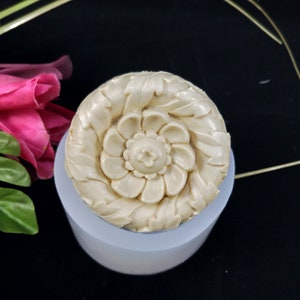 Arte floral jabón redondo silicona flor jabón molde flores moldes tallado jabón arte #5
