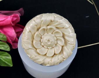 Sapone d'arte floreale fiore rotondo in silicone Stampo per sapone stampi per fiori Intaglio arte del sapone #5