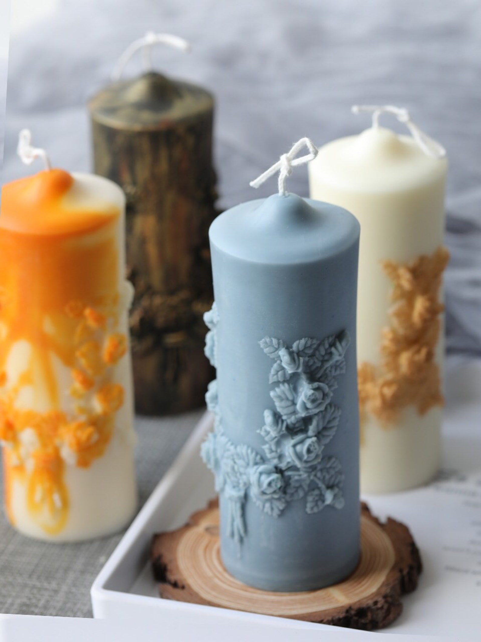Carved Cylindrical Candle Molds Cylindrical Candle Mould Etsy