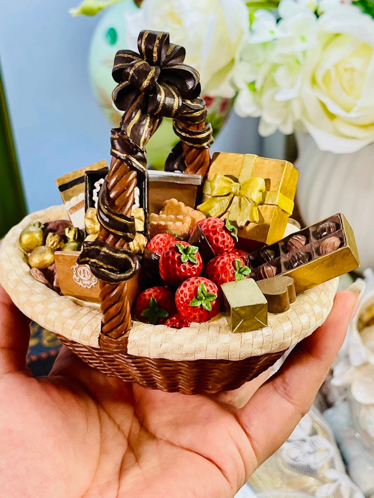 Molde de silicone 3d, molde para cesta de presente de chocolate e morango, dia dos namorados, vela de casamento, sabonete artesanal, moldes de pedra aromática