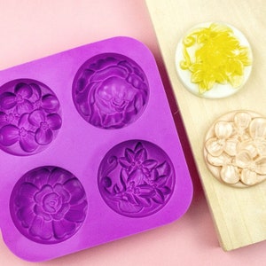 4 even different flower silicone cake mold kitchen baking silicone DIY handmade soap mold