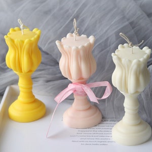 Tulip Candlestick Candle Mould Flower Candle Molds Aromatherapy Soap Mold Silicone Clay Resin Moulds