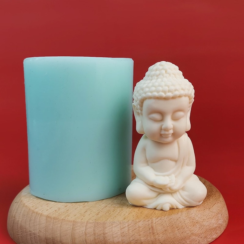 Moule Cadeau Fait Main 2 Moules à Bougie En Silicone Forme Bouddha - 7cm Et 7.5cm - Pour Cire, Résine, Savon - DIY Créatif - Réutilisables Moule Créatif Bouddha