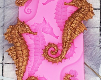 Sea animal hippocampus silicone mold fondant mold chocolate mold lace mold cake decoration mold