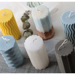 Creative Shaped Cylindrical Candle Mould Cylindrical Corrugated Molds Soap Mold Silicone Clay Resin Moulds