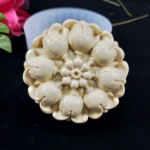 Arte floral jabón redondo silicona flor jabón molde flores moldes tallado jabón arte #3