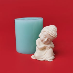 Assis Bouddha endormi Moules Silicone 3D Bouddha Moules Bougie Savon Moule Argile Résine Moules