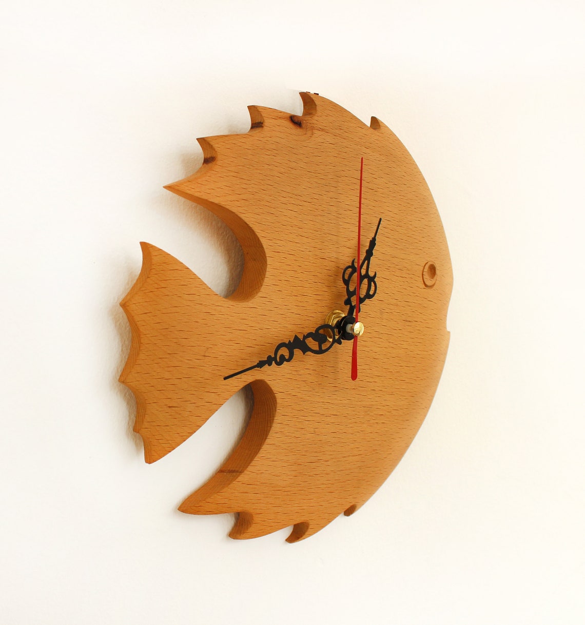 Fish Wall Clock Eco Friendly Wooden Wall Clock Black Modern Etsy