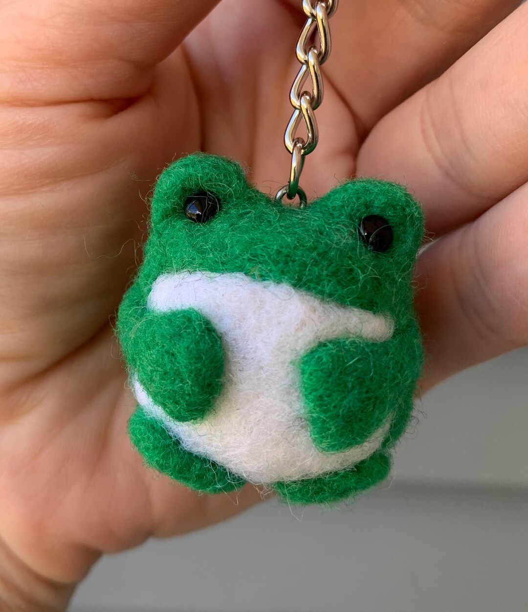 Frog Ball Chain Needle Felted Frog Keychain - Etsy