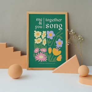 The 1975 Inspired | Lyric Wall Art Giclée Print | Me & You Together Song | Retro Indie Floral Poster