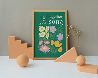 The 1975 Inspired | Lyric Wall Art Giclée Print | Me & You Together Song | Retro Indie Floral Poster