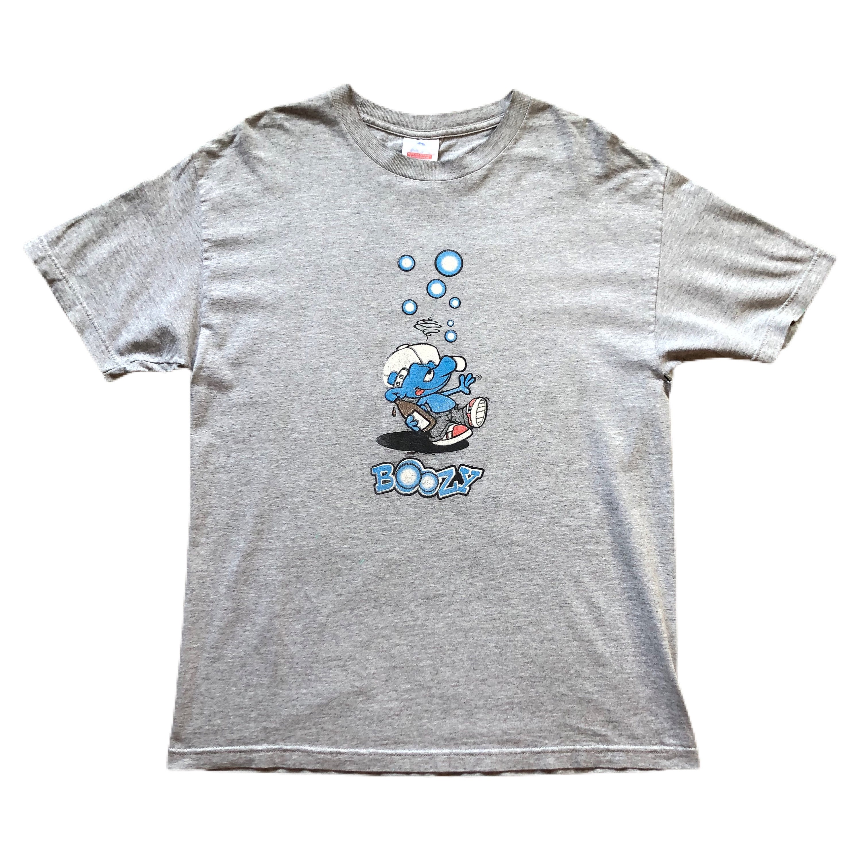 Vintage Boozy Smurf Drinking 90s Parody Streetwear Skate T-shirt 