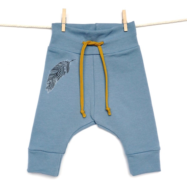 Pantalon Plume-Pastel / sweat molleton bleu / bébé -enfant / garçon - fille / coton Oeko-Tex / 1 mois à 6 ans / fait main / Petit Grizzly