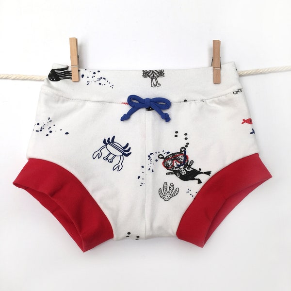 Shorty monde marin / pantalons courts / Pantacourts pour bébés et enfants / garçons filles / 1 mois à 6 ans /  Petit Grizzly