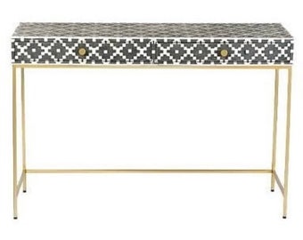 Console meubelen, Bone Inlay Decoratieve Tafel, Geometrisch patroon, houten aangepaste meubels