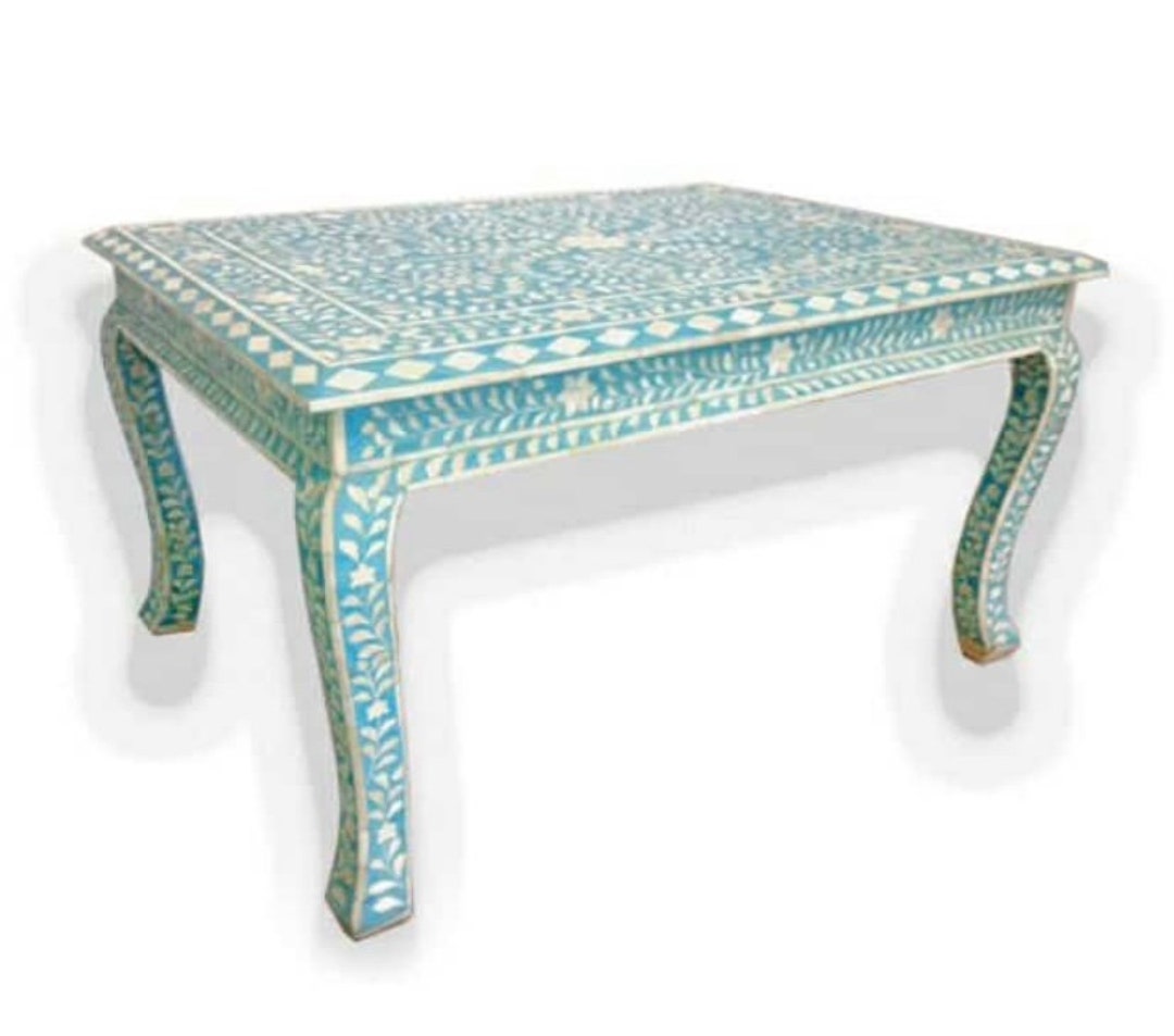 Modern Coffee Table Bone Inlay Livingroom Furniture Wooden Etsy