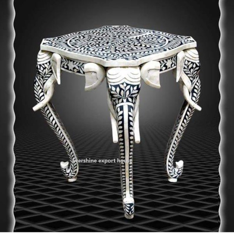 Wooden Coffee Table Bone Inlay Furniture Unique Elephant - Etsy